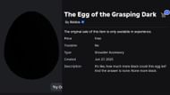 The Egg of the Grasping Dark (Image via Roblox)